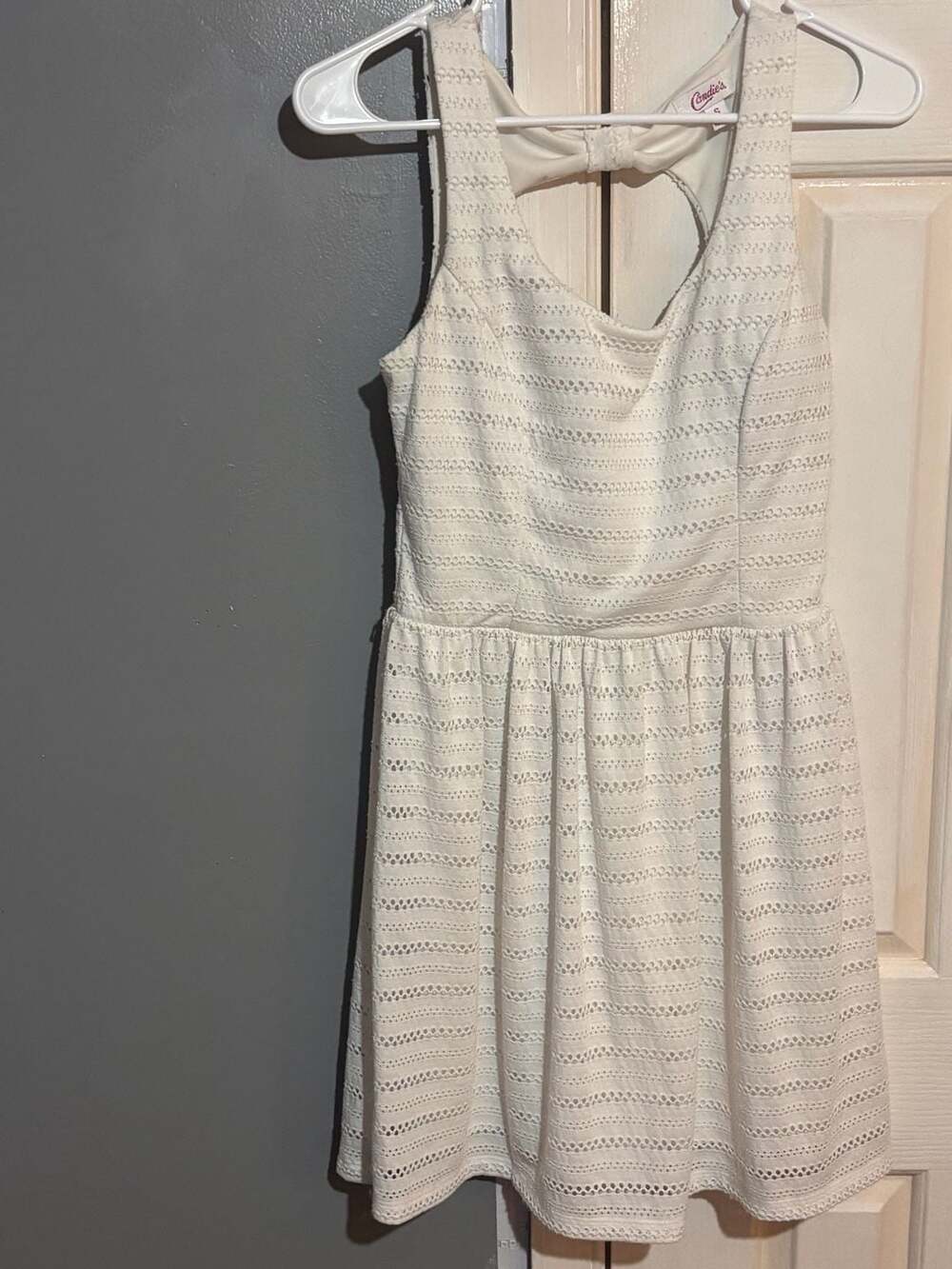 Candie's White Eyelet Cutout Back Dress Size S